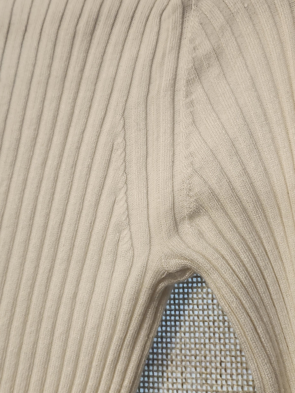 Ambiance Cream Ribbed V-Neck Sweater - Picture 6 of 7